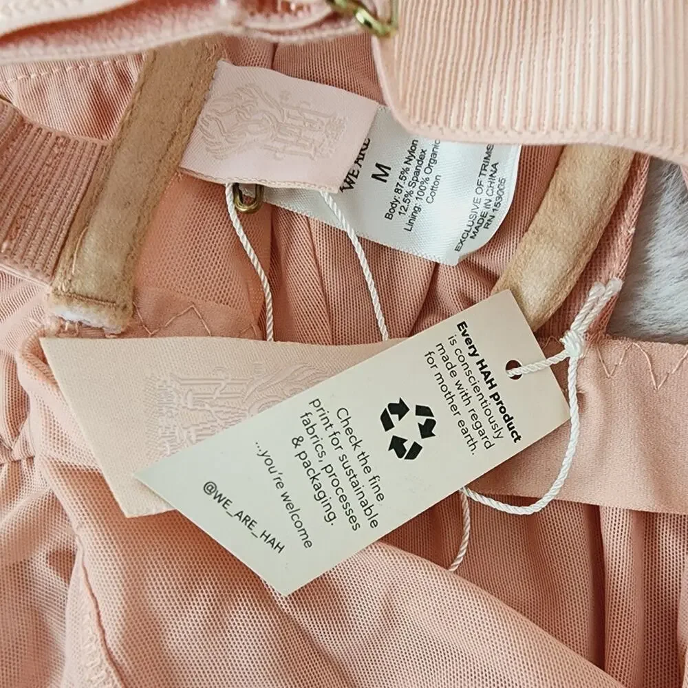 We Are HAH x Free People Underwire Mesh Bodysuit NWT Copper Rose Pink Size M
